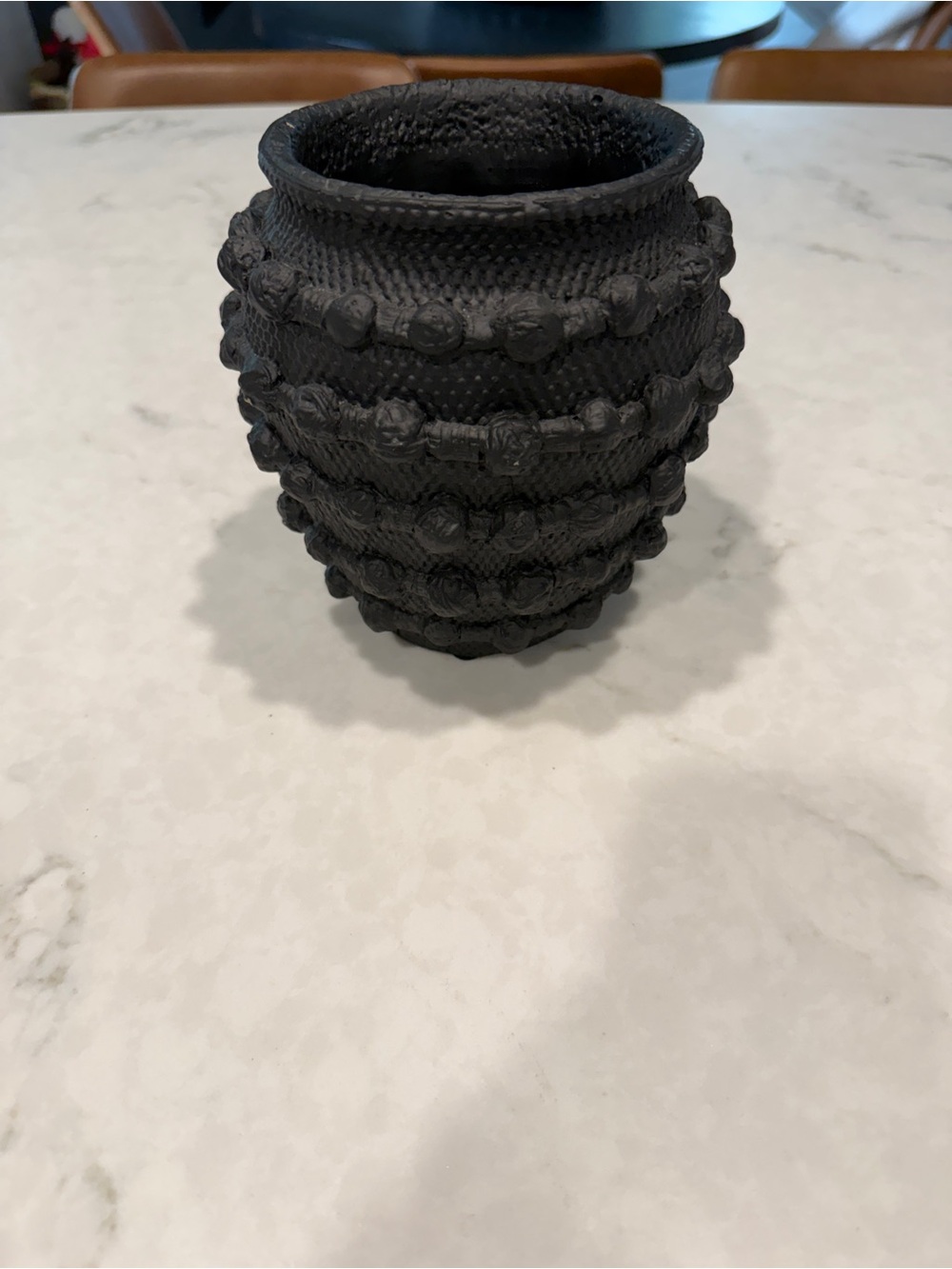 Decorative Textured Black Ceramic Vase